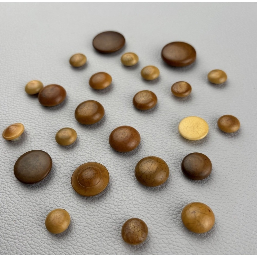 Vintage Casein Shank Button's 1930s–50s • Caramel Brown‎ Dome Lot • 20+
